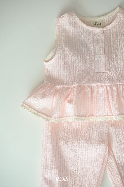 ROA03｜(6m-18m) 2色蕾絲波浪邊棉麻縮口套裝13