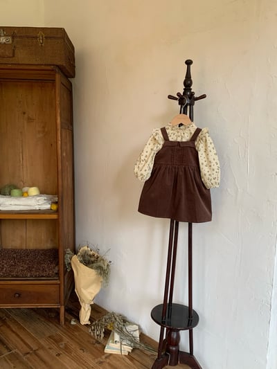 JE589｜(73cm-120cm) 燈芯絨背心洋裝/碎花荷葉上衣4