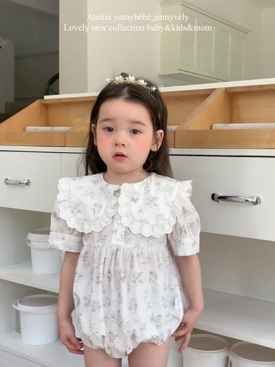 JE18｜(66-120cm) 碎花翻領包屁衣/洋裝1