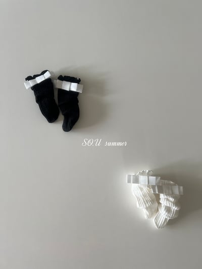 SO.U02｜(6m-4y)  緞帶無根捲邊長襪3