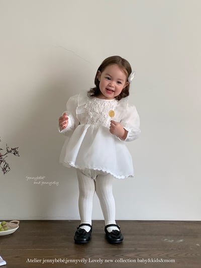 JE599｜(66cm-120cm) 玫瑰花白紗連身裙/包屁衣11