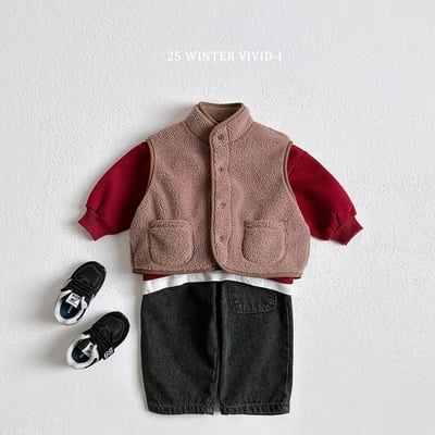 vivid86｜(78cm-125cm) 雙口袋立領刷毛背心5