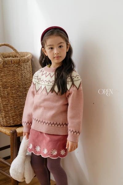 OREN24｜(85-120cm) 復古小雛菊刺繡褲裙9