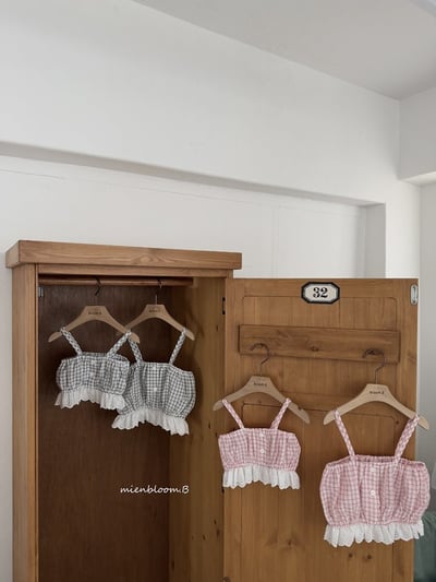 Bloom.b38｜(55cm-118cm) 格紋細肩短版背心1