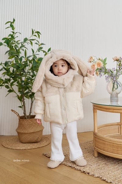 bebe nine36 (65cm-115cm) 2色刷毛暗釦拉鍊連帽小兔外套(帽可拆)10