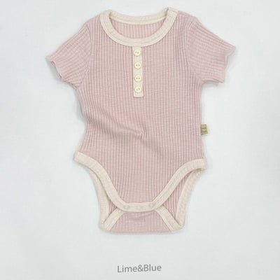 LIME&BLUE04｜(55-80cm)  素色鈕釦包屁衣7