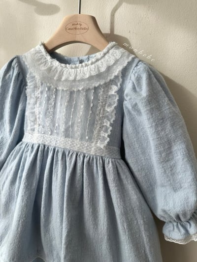 MONBEBE02｜(1y-8y) 蕾絲滾邊緞帶洋裝8