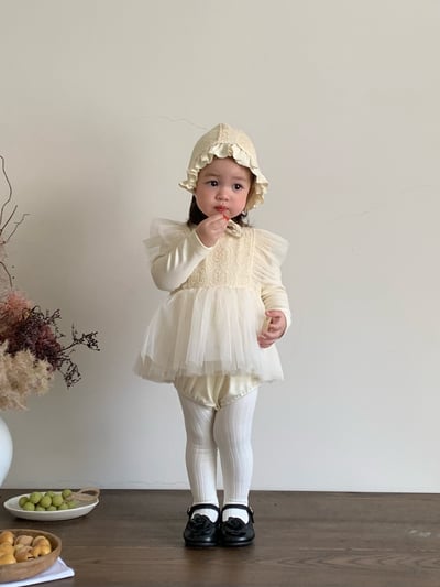 JE021｜(66cm-90cm) 蕾絲花紋薄紗包屁衣含帽子15