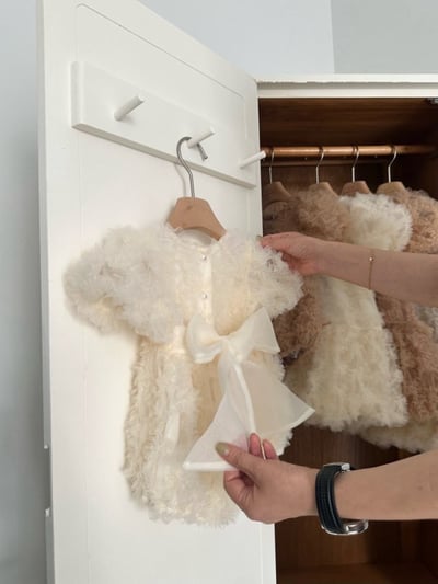 MONBEBE19｜(6m-24m) 層次薄紗綁帶包屁衣6