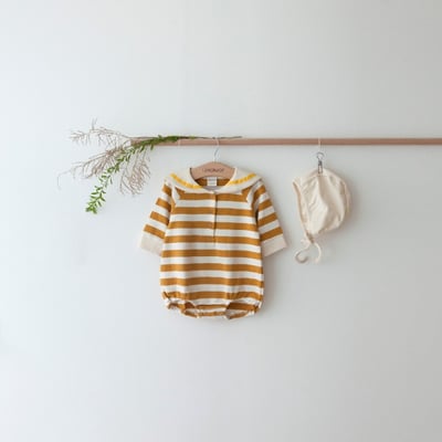 LEMONADE29｜(55cm-85cm) 2色粗條紋包屁衣含帽子18