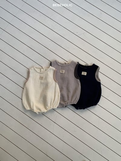 Bebe holic25｜(3m-18m) 棉麻滾邊包屁衣1