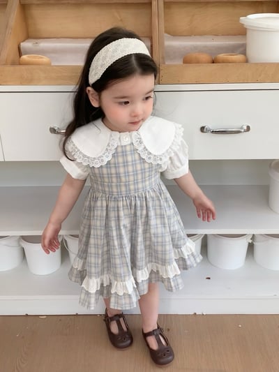 JE27｜(66-120cm) 學院格紋吊帶包屁衣/洋裝5