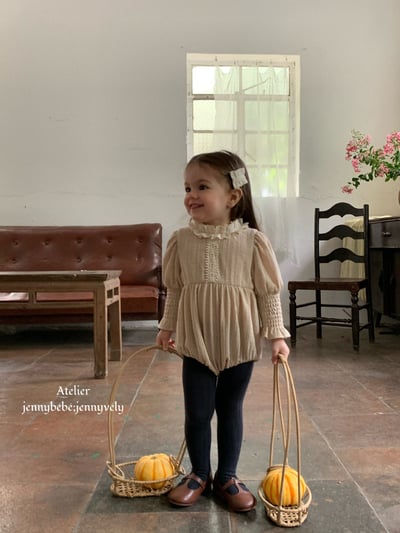 JE585｜(66-90cm) 蕾絲花邊領泡泡袖包屁衣15