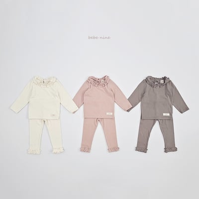 bebe nine46 (65cm-115cm) 3色素面花邊套裝4