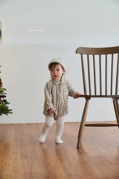 bebe nine14 (55cm-75cm) 2色紳士格紋包屁衣6