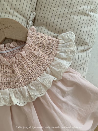 JE60｜(66-120cm) 粉嫩花邊領包屁衣/洋裝17