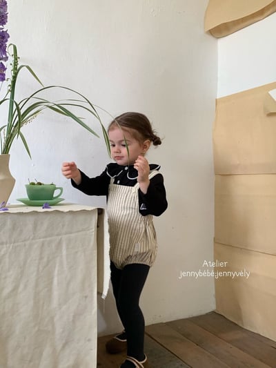 JE567｜(73-100cm) 滾邊翻領上衣/線條吊帶褲13