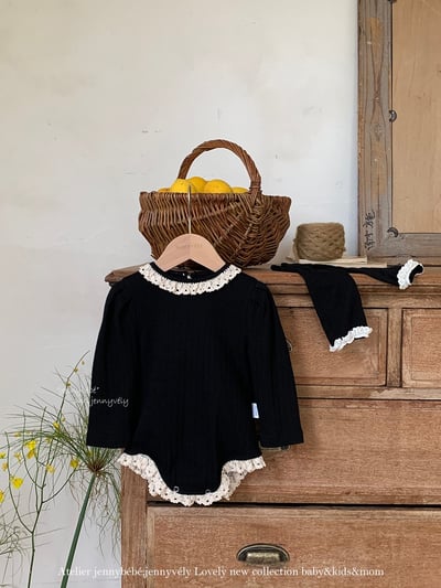 JE578｜(66-90cm) 蕾絲捲邊包屁衣/蕾絲花邊無根襪1