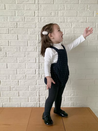 JE618｜(73cm-90cm) 小花舖棉吊帶褲/花邊領上衣9