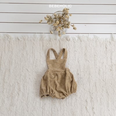 Bebe holic11｜(3m-18m) 燈芯絨花紋吊帶包屁衣6