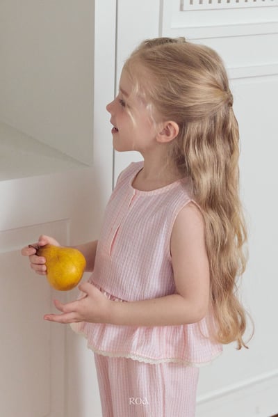 ROA03｜(6m-18m) 2色蕾絲波浪邊棉麻縮口套裝18