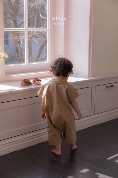 M-KIDS35｜(65-80cm) 棉麻滾線連身衣10