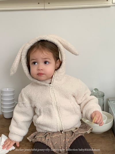 JE 655｜(80-110cm)  兔耳羊羔毛外套7