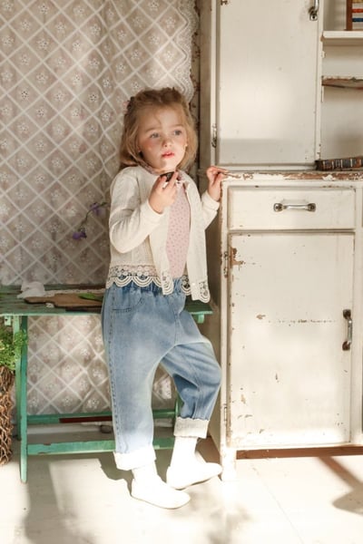 FLO54｜(75-140) 2色針織蕾絲滾邊開襟外套19