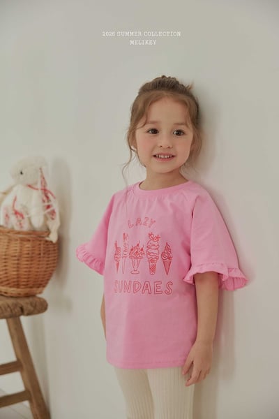 Melikey04｜(75-125cm) 冰淇淋印花荷葉袖上衣19