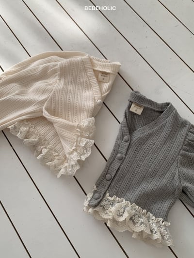 Bebe holic23｜(3m-18m) 蕾絲滾邊針織開襟外套2