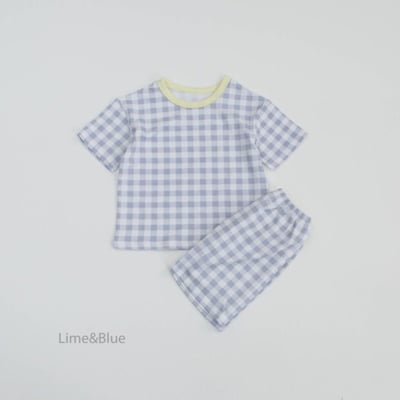 LIME&BLUE32｜(55-118cm MOM-DAD)  格紋親子套裝9