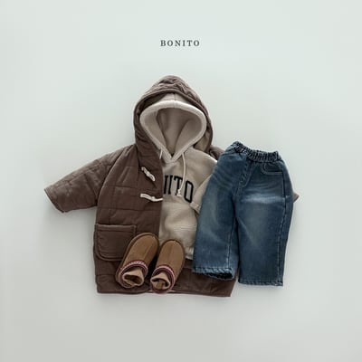 Bonito55｜(75cm-125cm) 牛角扣絎縫刷毛連帽大衣外套14