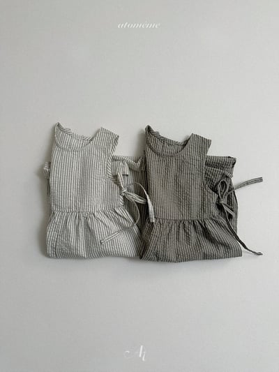 Atomeme21｜(70-110) 條紋綁帶連身褲11