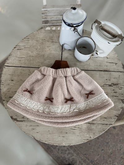 Marron 27｜(1y-6y) 蝴蝶結刷毛短裙3