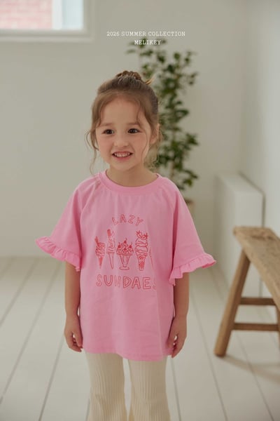 Melikey04｜(75-125cm) 冰淇淋印花荷葉袖上衣9