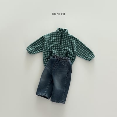 Bonito30｜(75cm-125cm) 格紋半開襟拉鍊口袋上衣11