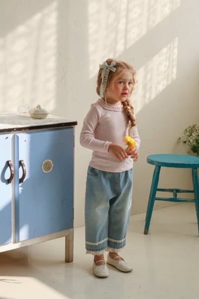 FLO22｜(75-140) 3色滾邊抓皺領上衣8