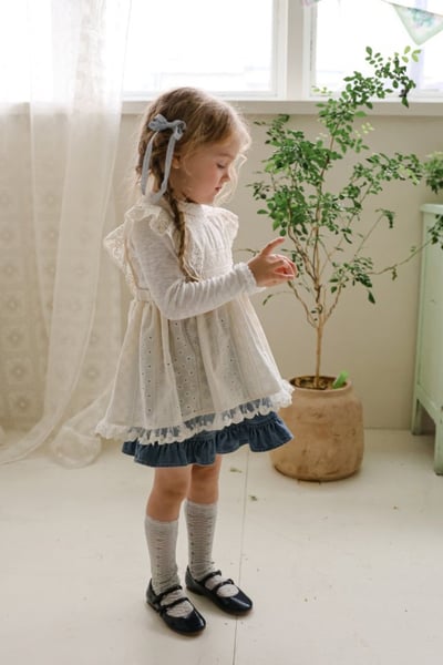 FLO22｜(75-140) 3色滾邊抓皺領上衣19