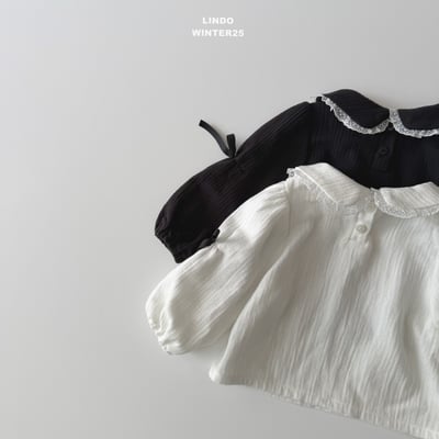 Lindo44｜(80cm-125cm) 蕾絲領緞帶襯衫5