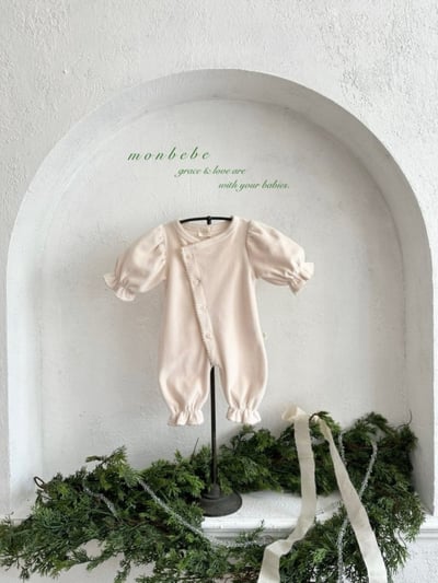 MONBEBE52｜(0m-6m) 4色貴氣排釦連身衣4