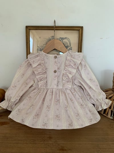 JE619｜(66cm-90cm) 燈芯絨碎花荷葉包屁衣7