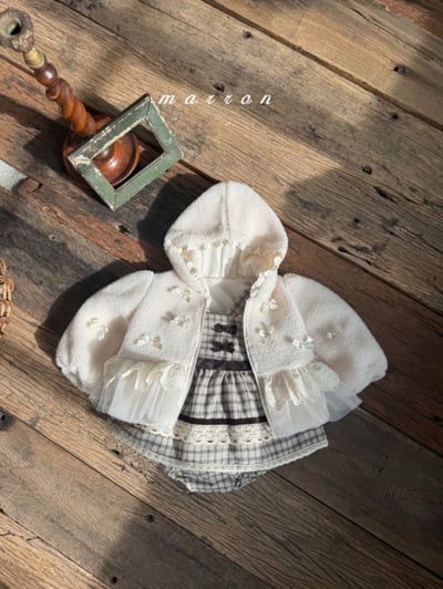 Marron 08｜(1y-6y) 蝴蝶緞帶薄紗裙擺磨毛外套9