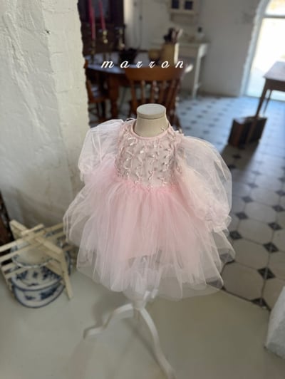 Marron56｜(1y-6y) 絲帶薄紗澎澎洋裝3