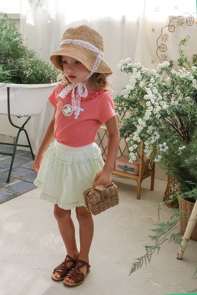 FLO33｜(75-140) 英字印花荷葉滾邊上衣14