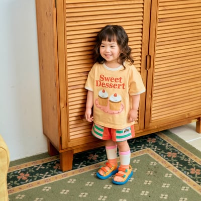 1st blue30｜(~93-118cm) 甜點印花上衣3