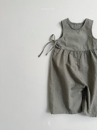 Atomeme21｜(70-110) 條紋綁帶連身褲5