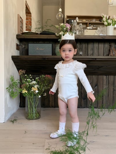 jenny bébé｜(66-90cm) 蕾絲花邊包屁衣3