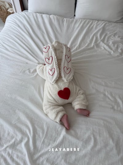 JEAYA07｜(3m-12m) 2色刷毛愛心兔耳連身衣4