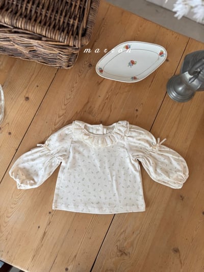 Marron 37｜(1y-6y) 法式蕾絲領設計袖上衣5