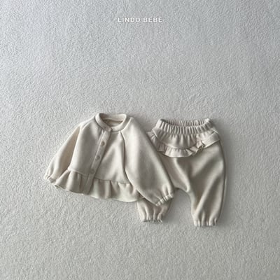 Lindo28｜(3m-18m) 荷葉邊內刷毛開襟外套4